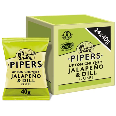 Pipers Gluten-Free Delicias Jalapeno & Dill Vegan Crisps 24x40g