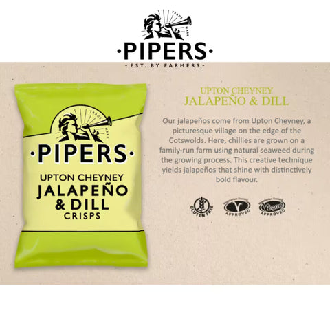 Pipers Gluten-Free Delicias Jalapeno & Dill Vegan Crisps 24x40g