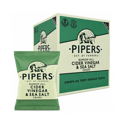 Pipers Crisps Burrow Hill Cider Vinegar and Sea Salt 24 x 40g Packs Boxed