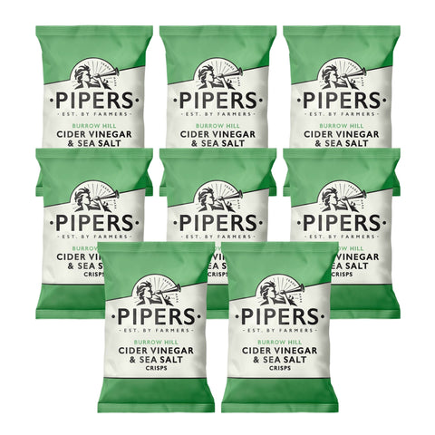 Pipers Crisps Burrow Hill Cider Vinegar and Sea Salt 8 x 40g Packs