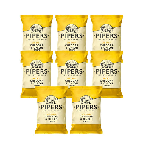 Pipers Crisps Wyke Cheddar and Onion 8 x 40g Packs