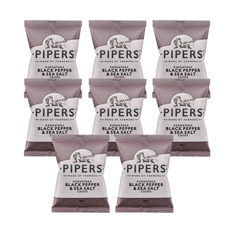 Pipers Gluten-Free Karnataka Black Pepper & Sea Salt Vegan Crisps 8 x 40g Packs