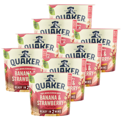Multiple packages of Quaker Banana Strawberry flavoured oat so simple