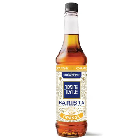 Bottle of Tate & Lyle Barista Collection Orange syrup on a white background