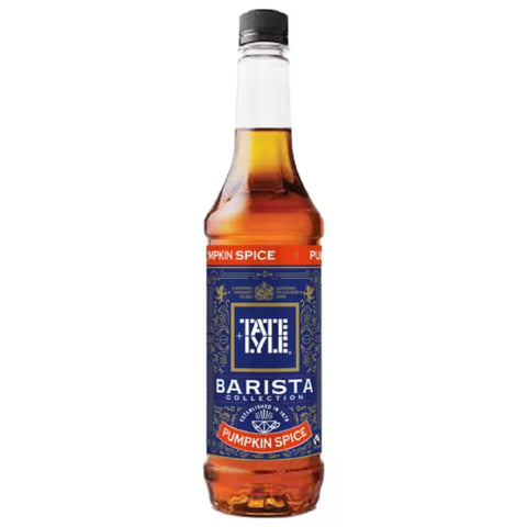 Bottle of Tate & Lyle Barista Collection Pumpkin Spice syrup on a white background
