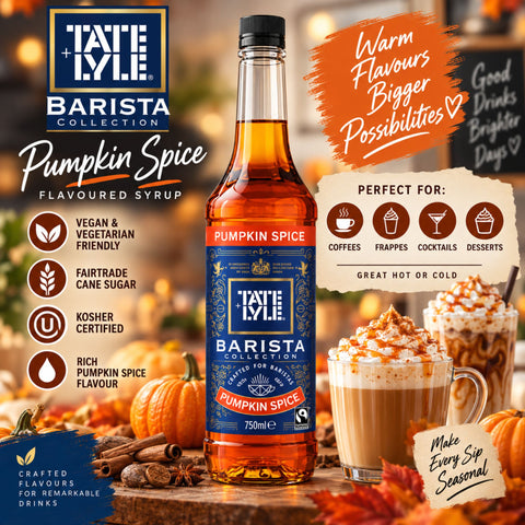 Tate & Lyle Pumpkin Spice Coffee Syrup 750ml Bottles