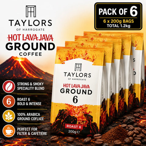 Taylors of Harrogate Hot Lava Java Ground Coffee 6 x 200g Pack