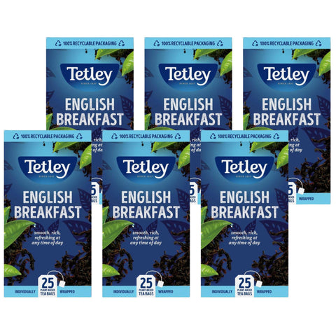 Tetley English Breakfast Tea - 6 x 25 Tea Bags (150 Total)