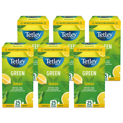 Tetley Green Lemon Green Tea - 6 x 25 Tea Bags (150 Total)