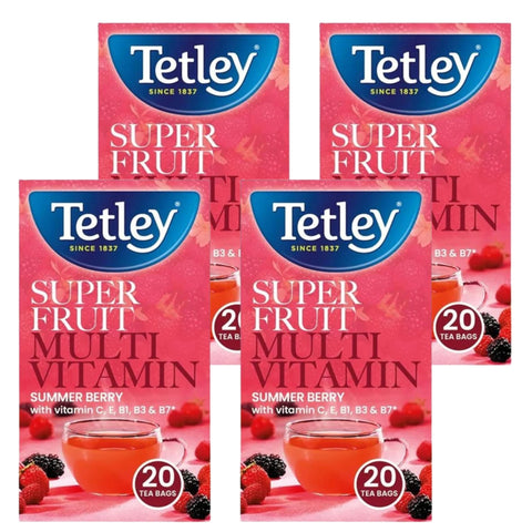 Tetley Super Fruit Multi Vitamin Summer Berry Herbal Tea Bags 4 x 20 packs
