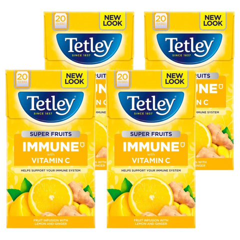 Tetley Super Fruits Immune Lemon & Ginger - 4 x 20 Packs