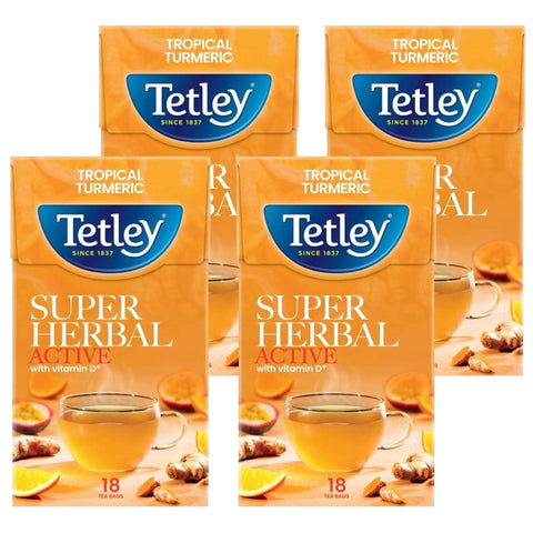 Tetley Tropical Tumeric Super Herbal Tea Bags 4 x 18 Packs