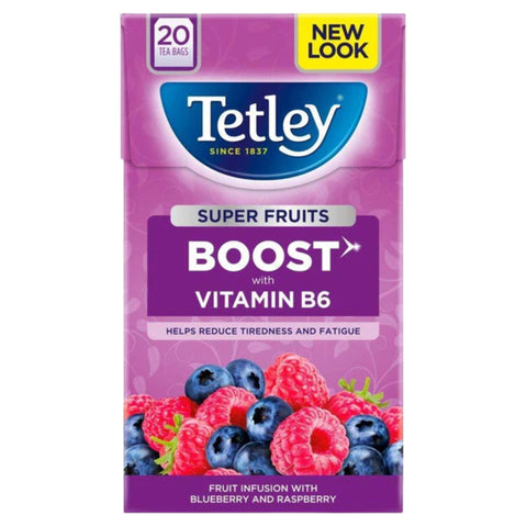 Tetley Super Fruits Blueberry & Raspberry Boost Tea Bags  - 20 Packs
