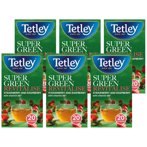 Tetley Super Green Boost Revitalise Strawberry & Raspberry Tea - 20 Packs