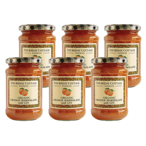 Thursday Cottage Organic Orange Marmalade with Gin (Fine Cut) 6 x 340g Jars