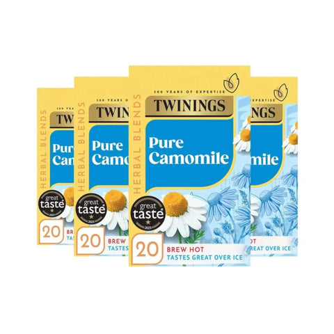 Twinings Pure Camomile - Enveloped & Tagged Tea Bags 4 x 20 (80 Total)