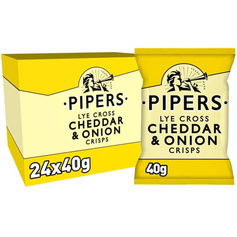Pipers Crisps Lye Cross Cheddar and Onion 40g