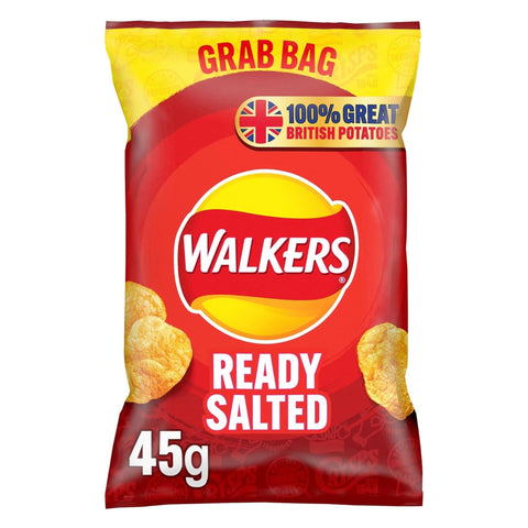 Walkers Ready Salted Flavoured Grab Bag Potato Crisps 32x45g