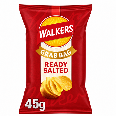 Walkers Ready Salted Flavoured Grab Bag Potato Crisps 32x45g