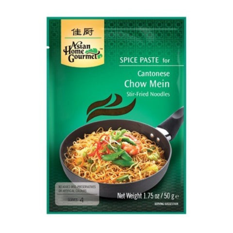 Asian Home Gourmet Spice Paste for Cantonese Chow Mein Stir-Fried Noodles 12 x 50g