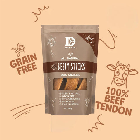 Dewkes Beefy Sticks Dog Treats 340g 100% Beef Tendon