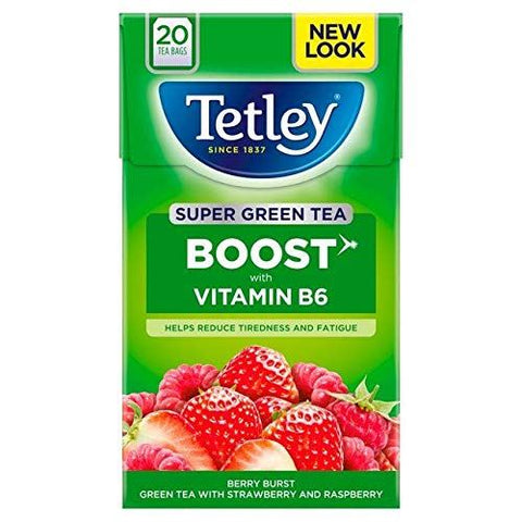 Tetley Super Green Boost Revitalise Strawberry & Raspberry Tea - 20 Pack (40g)