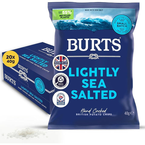 Case of Burts Lightly Sea Salted crisps, 20 x 40g packs