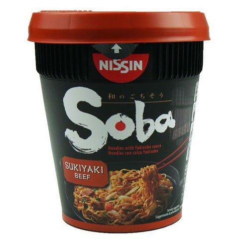 Nissin Soba Sukiyaki Beef Pot Noodles Pots 8x90g