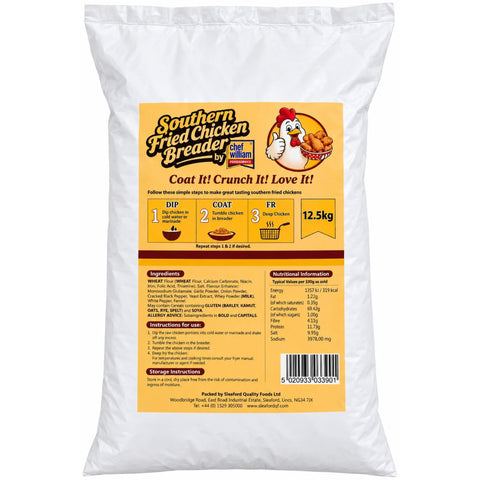 Chef William Southern Fried Chicken Breader Coating Mix, 12.5kg catering pack