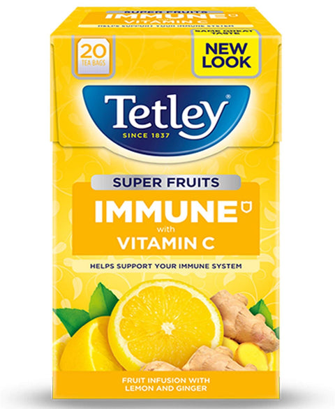 Tetley Super Fruits Immune Lemon & Ginger 4x40g