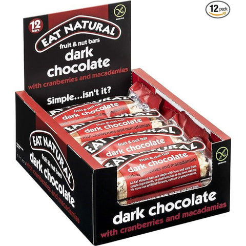 Eat Natural Dark Chocolate with Cranberries & Macadamias 12 x 40g
