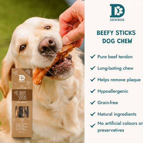Dewkes Beefy Sticks Dog Treats 85g 100% Beef Tendon