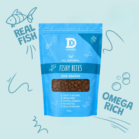 Dewkes Fishy Bites Dog Treats Grain Free 400g