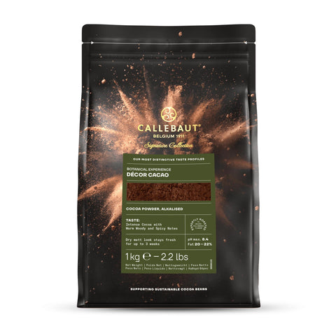 Callebaut decor cacao packaging on a white background