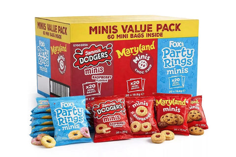 Fox's Mini Biscuits Variety Box 60 Pack Jammie Dodgers Maryland Party Rings