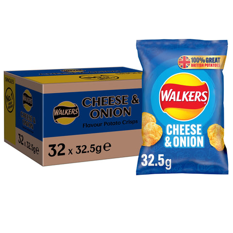 Walkers Cheese & Onion Crisps Box 32x32.5g
