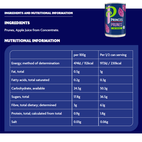 Princes Prunes with Juice 12 x 410g Tins