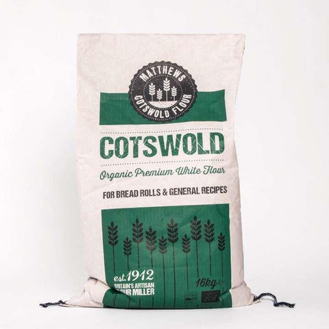 Matthews Cotswold Organic Premium White Flour 16kg, packaging photo 1