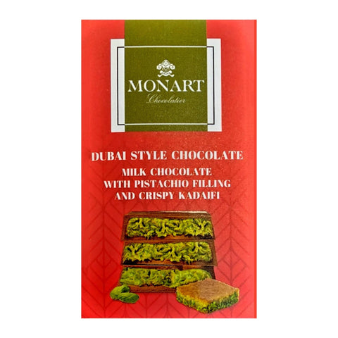 Monart Dubai Style Chocolate Milk Chocolate with Pistachio Filling and Crispy Kadaifi 70g