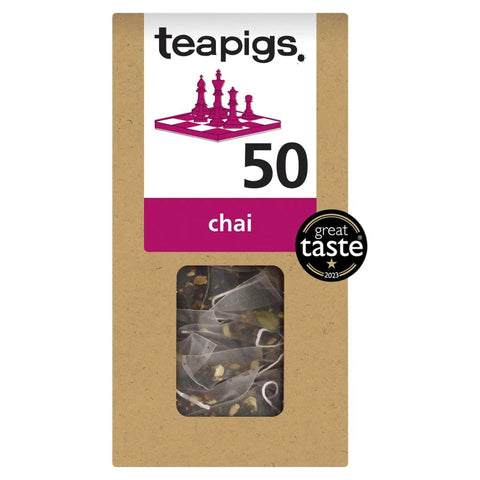 Teapigs Chai spiced black tea, box of 50 tea temples