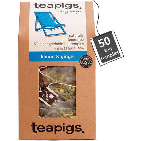 Teapigs Lemon & Ginger herbal tea, box of 50 tea temples