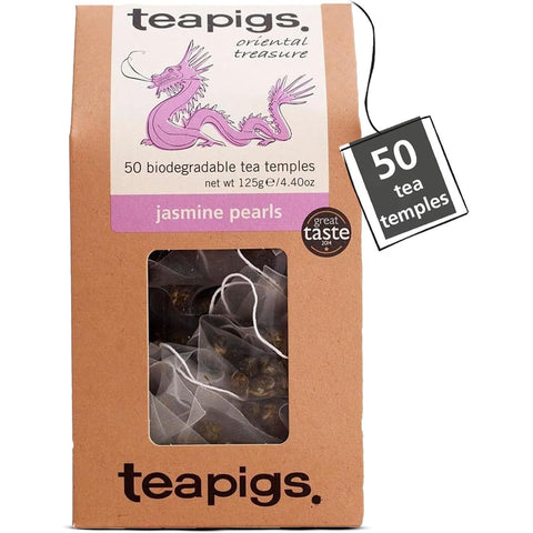 Teapigs Jasmine Pearls green tea, box of 50 tea temples