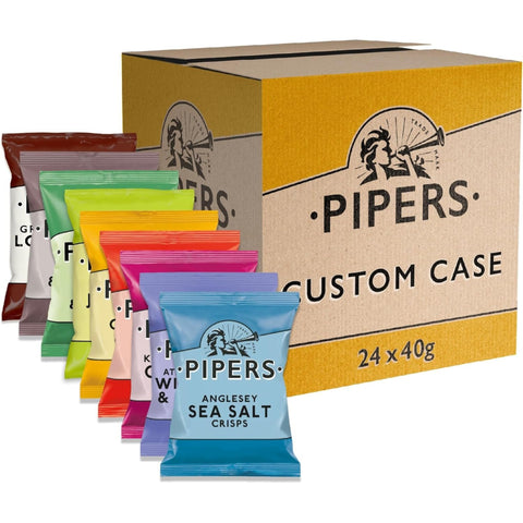 Pipers Crisps Custom 24 Pack – Pick 3 Flavours (8 Bags Each, 40g)