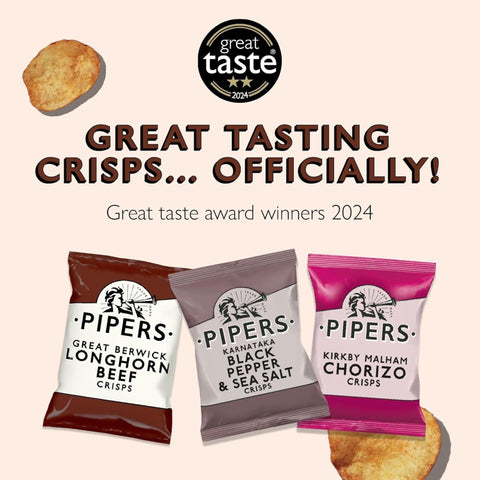 Pipers Crisps Custom 24 Pack – Pick 3 Flavours (8 Bags Each, 40g)