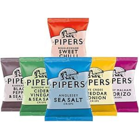 Pipers Crisps Mixed Case 24 x 40G Mixed 6 Flavours- 4 Each