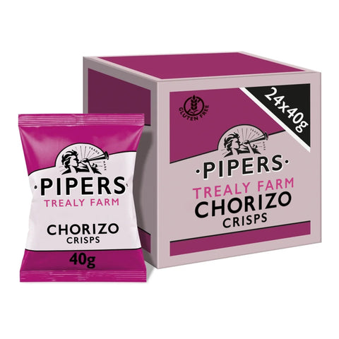 Pipers Crisps Trealy Farm Chorizo Flavour 40g Packs