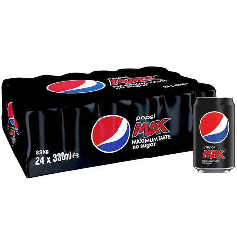 Pepsi Max Sugar-Free Soft Drink - 24 x 330ml Cans