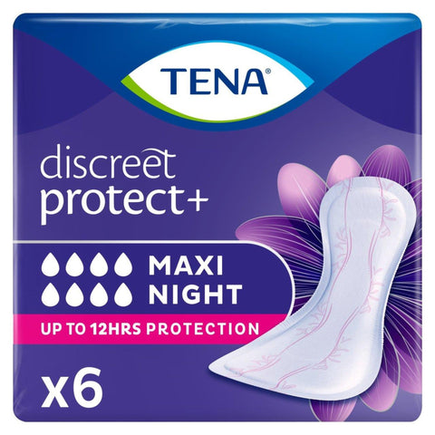 Tena Discreet Protect+ Maxi Night Incontinence Pads 3 x 6 pack