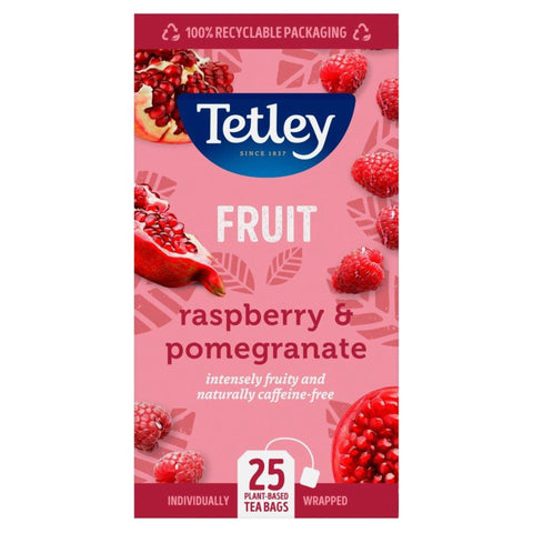 Tetley Fruit Raspberry & Pomegranate Tea - 6 x 25 Tea Bags