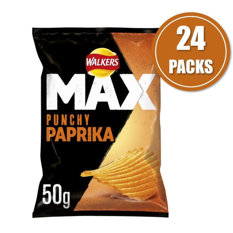 Walkers Max Punchy Paprika Crisps 24 x 50g